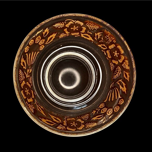 Georges Briard Small Glass Dip Bowl Flowers Gold Gilded Signed 5" Vintage MCM - Picture 7 of 10